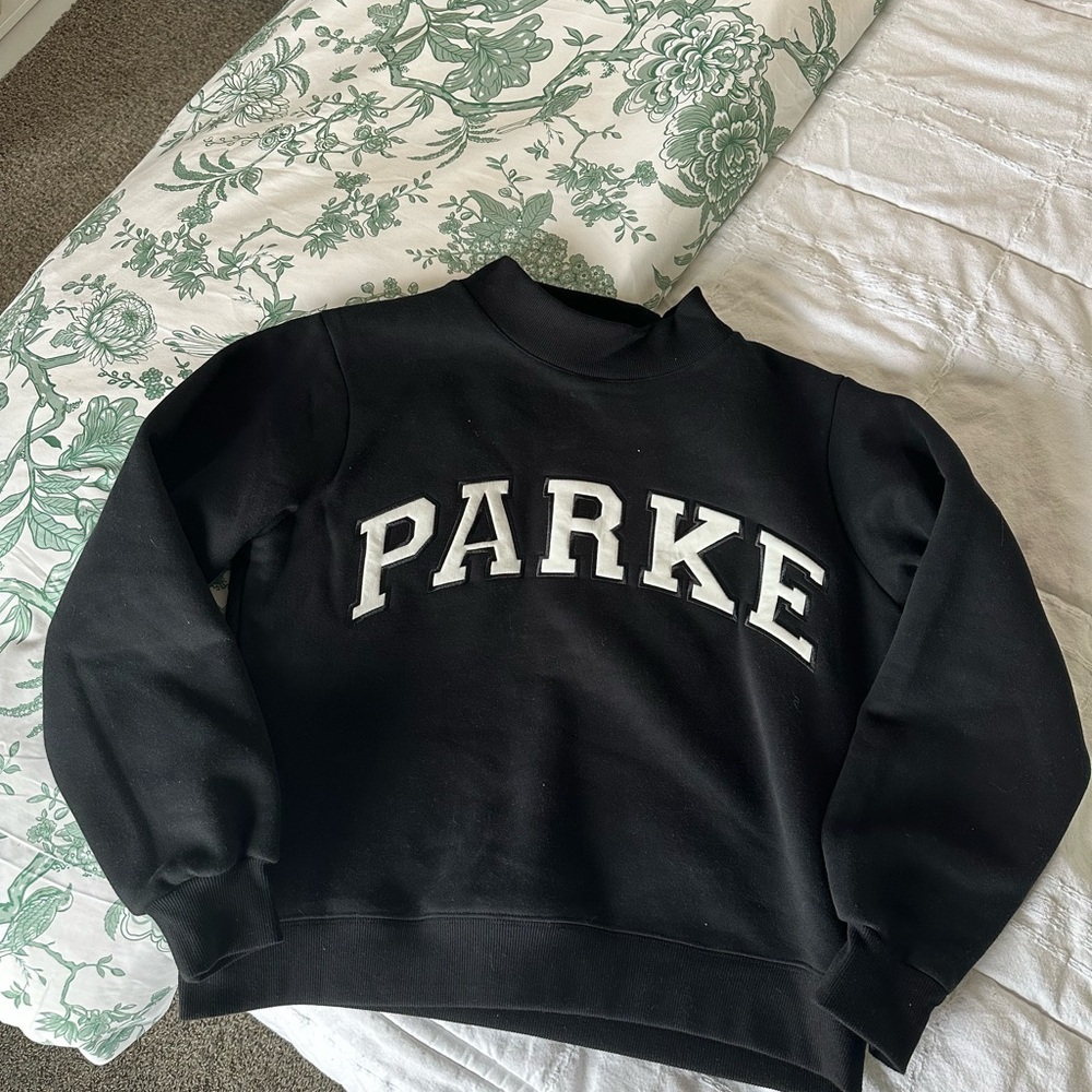 PARKE varsity mockneck sweatshirt NWT black